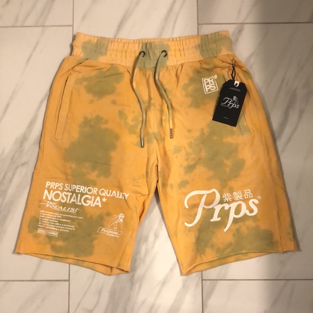 PRPS Yellow & Olive Tie-Dye Men's Shorts